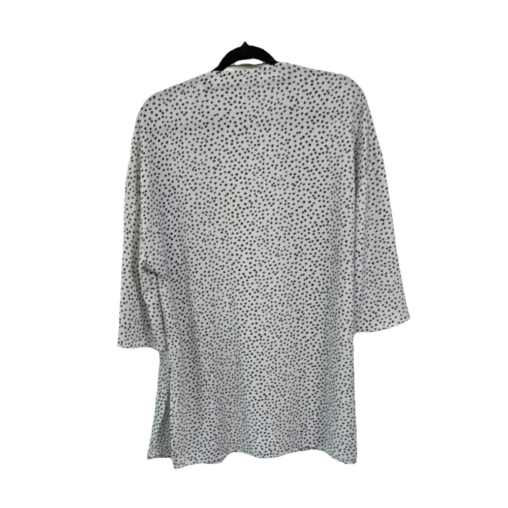 Pink Rose Womens Polka Dot Kimono Cardigan White Black Open Front Size L - Picture 3 of 9